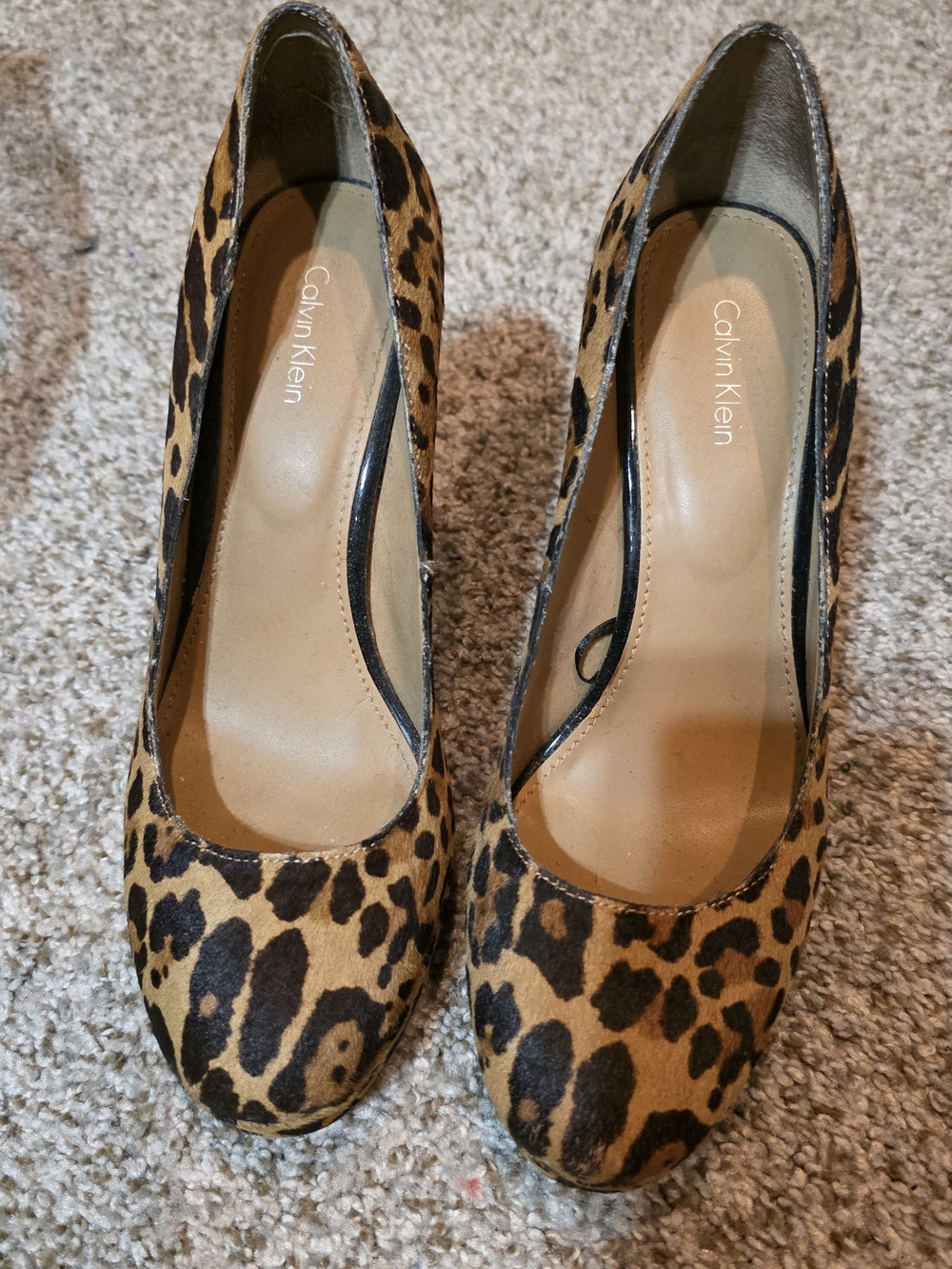 Calvin Klein Leopard Print Pumps in Brown